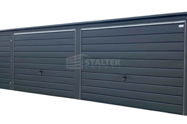 Ogłoszenie - Garaż blaszany 9,4X5m – 2xbrama uchylna – brama dwuskrzydłowa - antracyt - spad w tył ST232. Zdjęcie 1