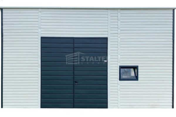 Ogłoszenie - Hala Garaż blaszany 6x6 – brama – okno – drzwi - biały – dach spad w tył ST235. Zdjęcie 1