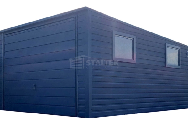 Ogłoszenie - Garaż blaszany 3,5x5m - brama uchylna - 2x okno - antracyt - dach spad do tyłu ST239. Zdjęcie 1