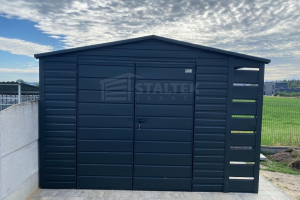 Ogłoszenie - Schowek - domek ogrodowy 3x2m - wiata 0,5m - brama dwuskrzydłowa - antracyt - dach dwuspadowy ST198. Zdjęcie 3