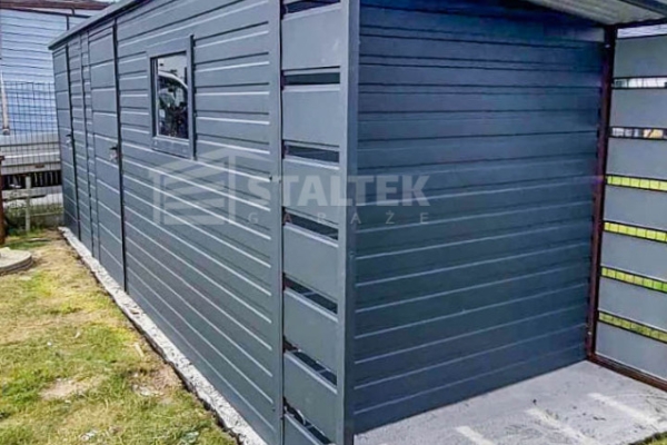 Ogłoszenie - Schowek - Domek Ogrodowy 5x2m + Wiata 0,5m 2x Drzwi - Okno - dach spad w tył ST153. Zdjęcie 2