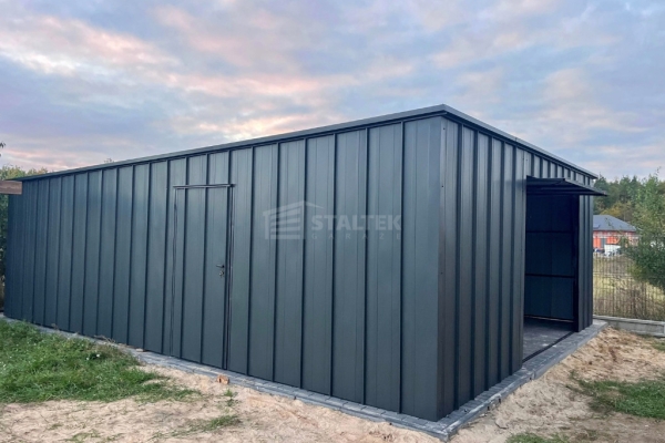Ogłoszenie - Garaż blaszany 6x8 - brama uchylna - drzwi - blacha na rąbek - dach spad w tył ST211. Zdjęcie 3