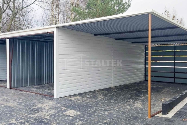 Ogłoszenie - Garaż Blaszany 6X6 + Wiata 4X6 - 2x Brama Uchylna  – Biały - Ścianka Działowa Spad w tył  ST219. Zdjęcie 2