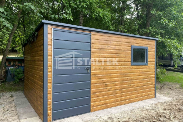 Ogłoszenie - Schowek - Domek Ogrodowy 3x2 - drzwi - okno - jasny orzech - antracyt - drewnopodobny - dach spad w tył  ST158. Zdjęcie 3