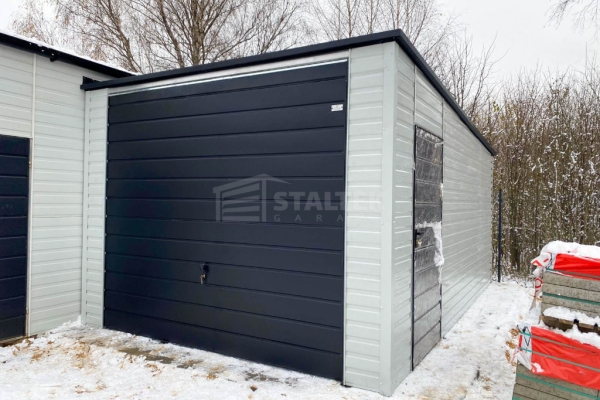 Ogłoszenie - Garaż blaszany 3,5X5m –  brama – drzwi - biały - spad w tył ST228. Zdjęcie 4