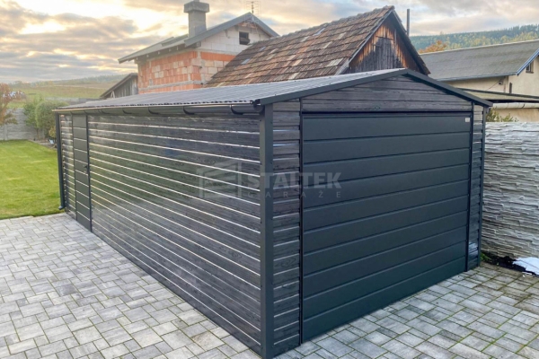 Ogłoszenie - Garaż blaszany 4X7m –  brama – drzwi - sosna norweska - dach dwuspadowy - rynny  ST229. Zdjęcie 3