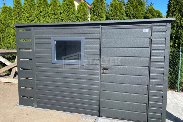 Ogłoszenie - Schowek – domek ogrodowy 3×2 – wiata 0,4×2 – drzwi – okno – antracyt – dach spad w tył ST238. Zdjęcie 2