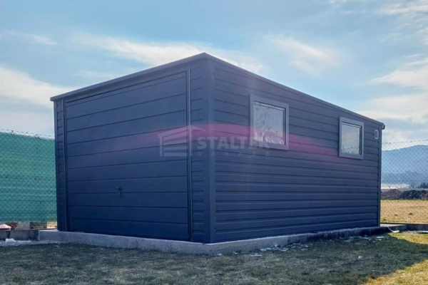 Ogłoszenie - Garaż blaszany 3,5x5m - brama uchylna - 2x okno - antracyt - dach spad do tyłu ST239. Zdjęcie 2