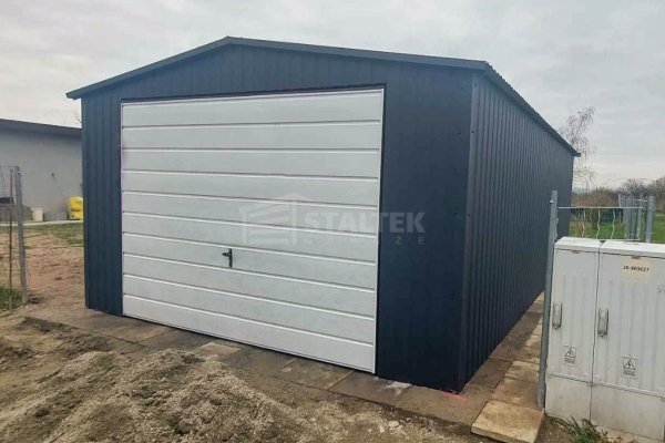 Ogłoszenie - Garaż blaszany 4,5x5m - brama uchylna - antracyt - biały - dach dwuspadowy ST242. Zdjęcie 3