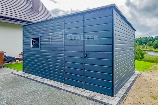 Ogłoszenie - Schowek - Domek Ogrodowy 4x2,5m Brama Dwuskrzydłowa - Drzwi - Okno - Antracyt - Dach spad w tył ST151. Zdjęcie 4