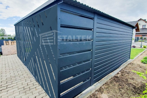 Ogłoszenie - Schowek - Domek Ogrodowy 4x4m - Wiata 1x4m - Panele Verona - Brama dwuskrzydłowa - Antracyt - Dach Spad w tył  ST181. Zdjęcie 3