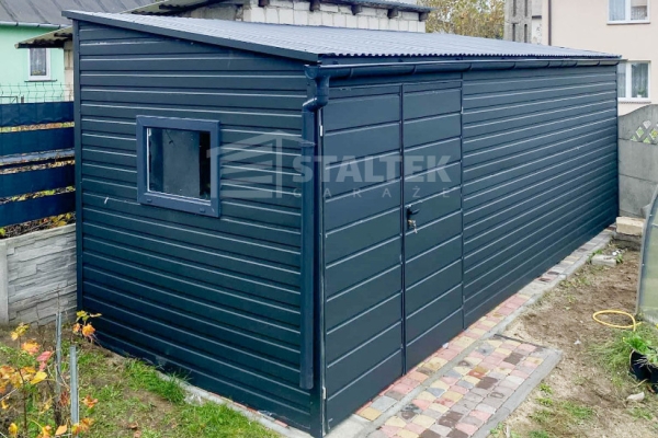 Ogłoszenie - Schowek - Domek ogrodowy 5x2,5m - Brama dwuskrzydłowa - okno - antracyt - dach spad w przód ST183. Zdjęcie 2