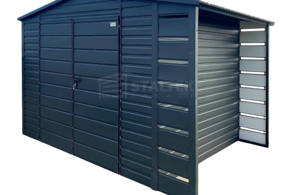 Ogłoszenie - Schowek - domek ogrodowy 3x2m - wiata 0,5m - brama dwuskrzydłowa - antracyt - dach dwuspadowy ST198. Zdjęcie 1