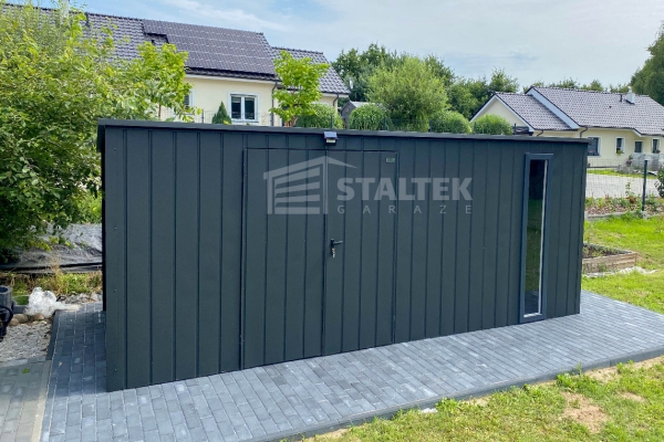 Ogłoszenie - Schowek - domek ogrodowy 5,5x2m - wiata 0,5m - brama dwuskrzydłowa - okno - antracyt - dach spad w tył ST199. Zdjęcie 6