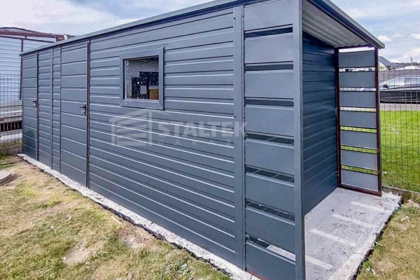 Ogłoszenie - Schowek - Domek Ogrodowy 5x2m + Wiata 0,5m 2x Drzwi - Okno - dach spad w tył ST153. Zdjęcie 3