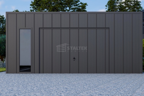 Ogłoszenie - Garaż blaszany 6x6 - brama uchylna - okno - drzwi - blacha na rąbek - dach spad w tył ST208. Zdjęcie 4