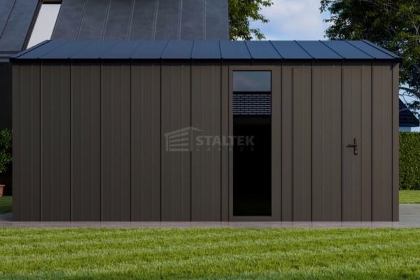 Ogłoszenie - Garaż blaszany 4x6 - brama segmentowa - okno - drzwi - dach dwuspadowy - blacha na rąbek ST209. Zdjęcie 4