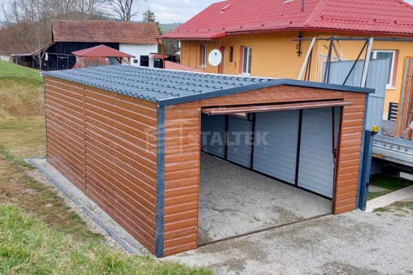 Ogłoszenie - Garaż Blaszany 4X6 - Dwuspad – Blachodachówka - Brama Uchylna - Drzwi - Okno - Drewnopodobny ST216. Zdjęcie 4