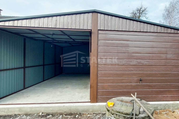 Ogłoszenie - Garaż Blaszany 6,5X8 - 2X Brama Uchylna  – Drewnopodobny - Rynny - Dwuspad  ST218. Zdjęcie 4