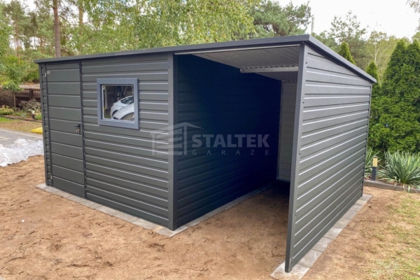 Ogłoszenie - Domek ogrodowy - schowek - 2,5x2,5m – wiata 1,5x2,5m - drzwi – okno -  antracyt - dach spad w tył ST225. Zdjęcie 3