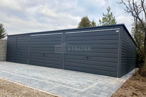 Ogłoszenie - Garaż blaszany 9,4X5m – 2xbrama uchylna – brama dwuskrzydłowa - antracyt - spad w tył ST232. Zdjęcie 4