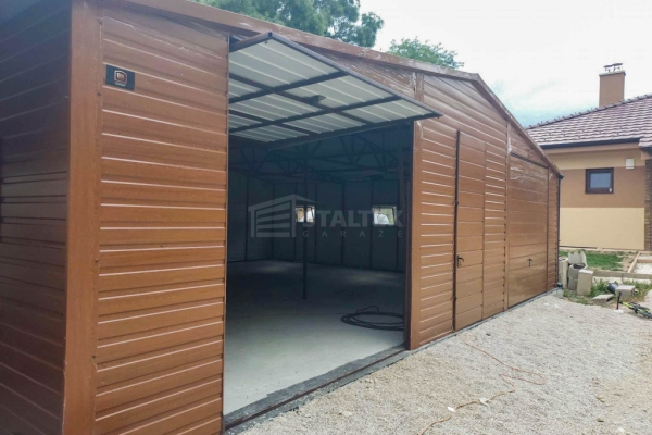 Ogłoszenie - Garaż blaszany 11x7,5m wiata 13x1m wiata 2x7,5m 2x brama drzwi 6x okno drewnopodobny dach dwuspadowy rynny ST233. Zdjęcie 3