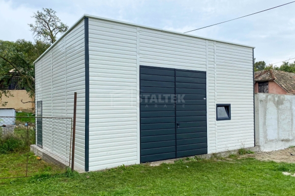 Ogłoszenie - Hala Garaż blaszany 6x6 – brama – okno – drzwi - biały – dach spad w tył ST235. Zdjęcie 3