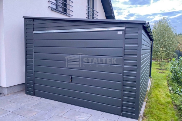 Ogłoszenie - Garaż blaszany 4x5m - brama uchylna - antracyt - dach spad w bok - rynny ST243. Zdjęcie 4