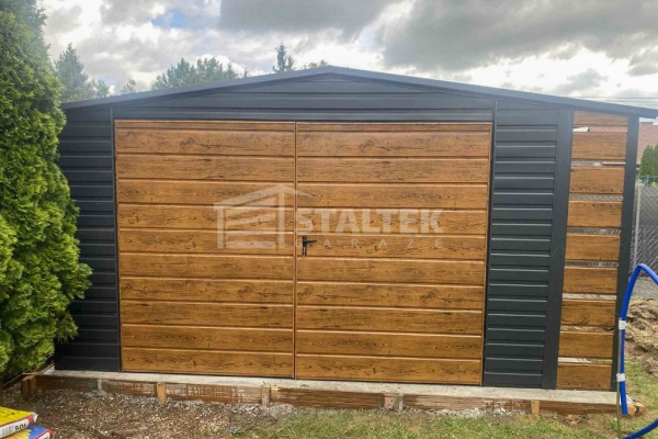 Ogłoszenie - Schowek - Domek Ogrodowy  4x3m + Wiata 0,5m - Brama dwuskrzydłowa - Drewnopodobny - dach Dwuspadowy ST180. Zdjęcie 2