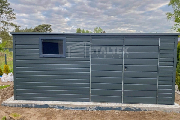 Ogłoszenie - Schowek - Domek Ogrodowy 4,5x3m -  Drzwi  - okno - antracyt - dach spad w tył ST186. Zdjęcie 2