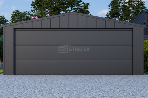 Ogłoszenie - Garaż blaszany 6x5m - brama segmentowa - drzwi - blacha na rąbek - dach dwuspadowy ST206. Zdjęcie 4