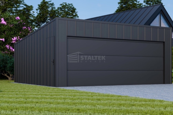 Ogłoszenie - Garaż blaszany 6x6m - brama segmentowa - drzwi - blacha na rąbek - dach spad w tył ST212. Zdjęcie 5