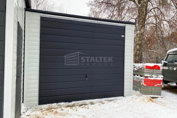 Ogłoszenie - Garaż blaszany 3,5X5m –  brama – drzwi - biały - spad w tył ST228. Zdjęcie 2
