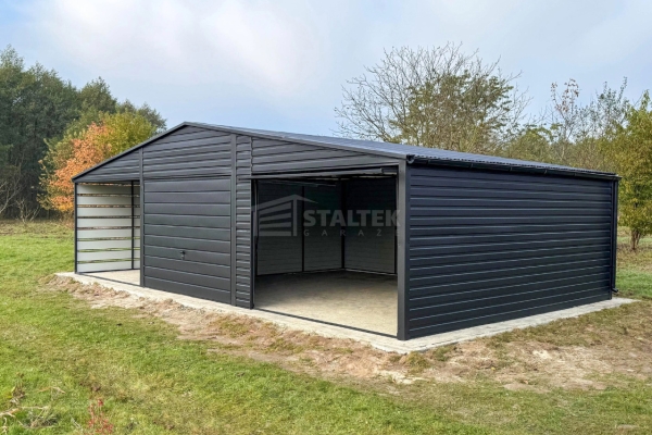 Ogłoszenie - Garaż blaszany 6,5X5m – wiata 3,5x5m – 2X brama – antracyt - dach dwuspadowy - rynny ST230. Zdjęcie 4
