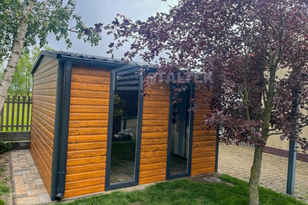 Ogłoszenie - Schowek - Domek Ogrodowy 3x3m - drzwi - 2x okno - jasny orzech drewnopodobny - dach dwuspadowy w przód - rynny ST159. Zdjęcie 4