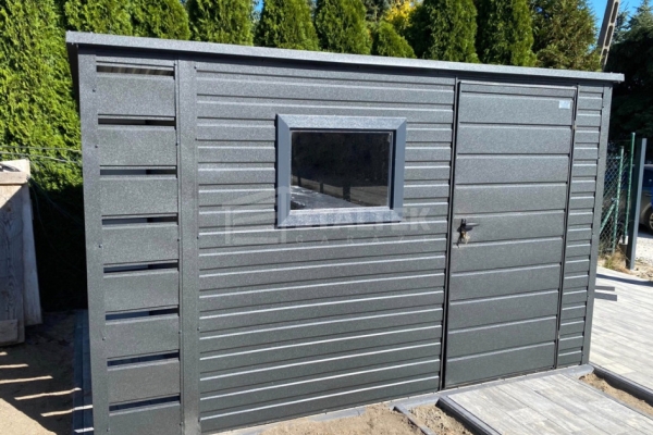 Ogłoszenie - Schowek – domek ogrodowy 3×2 – wiata 0,4×2 – drzwi – okno – antracyt – dach spad w tył ST238. Zdjęcie 4