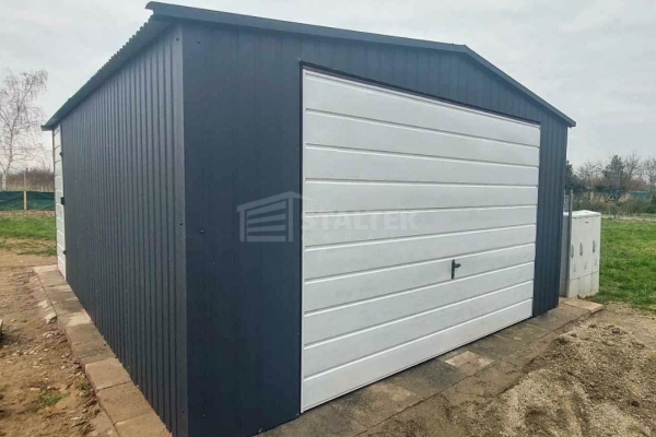 Ogłoszenie - Garaż blaszany 4,5x5m - brama uchylna - antracyt - biały - dach dwuspadowy ST242. Zdjęcie 4
