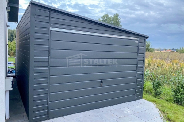 Ogłoszenie - Garaż blaszany 4x5m - brama uchylna - antracyt - dach spad w bok - rynny ST243. Zdjęcie 3