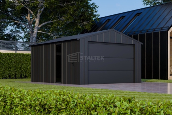 Ogłoszenie - Garaż blaszany 4x6 - brama segmentowa - okno - drzwi - dach dwuspadowy - blacha na rąbek ST209. Zdjęcie 6