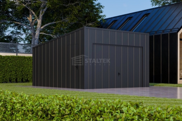 Ogłoszenie - Garaż blaszany 3,5x5m - brama uchylna - drzwi - blacha na rąbek - dach spad w tył ST200. Zdjęcie 6