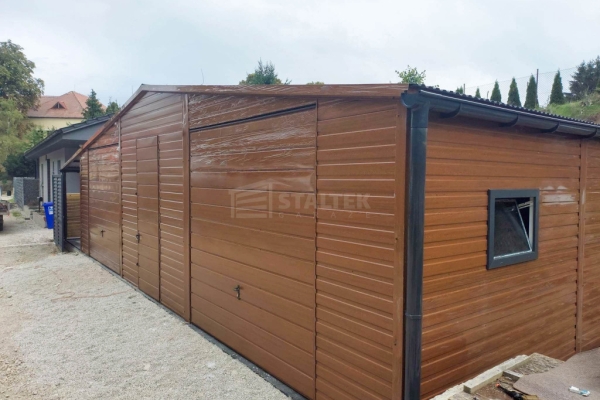 Ogłoszenie - Garaż blaszany 11x7,5m wiata 13x1m wiata 2x7,5m 2x brama drzwi 6x okno drewnopodobny dach dwuspadowy rynny ST233. Zdjęcie 4