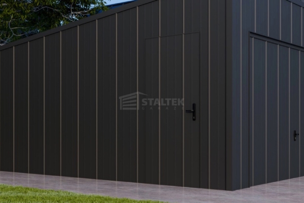 Ogłoszenie - Garaż blaszany 3,5x5m - brama uchylna - drzwi - blacha na rąbek - dach spad w tył ST200. Zdjęcie 3