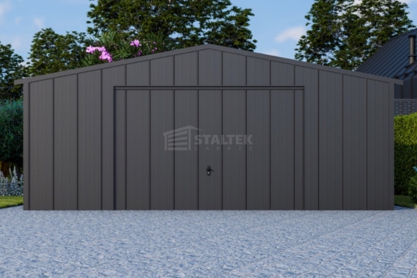 Ogłoszenie - Garaż blaszany 6x6 - brama uchylna - drzwi - blacha na rąbek - dach dwuspadowy ST207. Zdjęcie 4