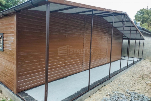 Ogłoszenie - Garaż blaszany 11x7,5m wiata 13x1m wiata 2x7,5m 2x brama drzwi 6x okno drewnopodobny dach dwuspadowy rynny ST233. Zdjęcie 5