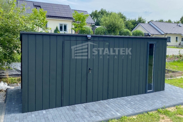 Ogłoszenie - Schowek - domek ogrodowy 5,5x2m - wiata 0,5m - brama dwuskrzydłowa - okno - antracyt - dach spad w tył ST199. Zdjęcie 4