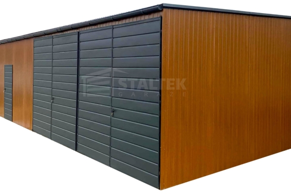 Ogłoszenie - Hala Garaż blaszany 13x4 - 2x Brama + drzwi drewnopodobny Dach spad w przód  ST164. Zdjęcie 1