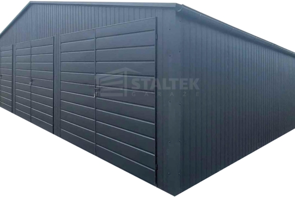 Ogłoszenie - Garaż blaszany 10x6m - 3x Brama - Rynny - Antracyt - Dach dwuspadowy ST179. Zdjęcie 1