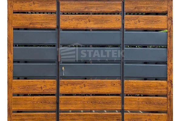 Ogłoszenie - Wiata śmietnikowa 2,5x1,3 m antracyt + drewnopodobny - spad w tył ST188. Zdjęcie 1