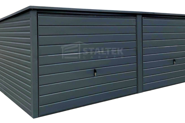 Ogłoszenie - Garaż blaszany 6x6m - Brama uchylna - Antracyt Dach spad w tył ST178. Zdjęcie 1