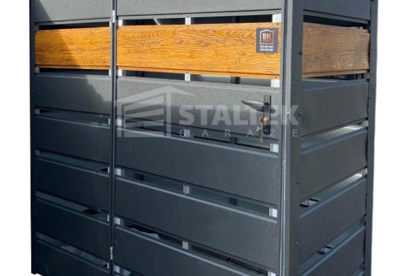 Ogłoszenie - Wiata śmietnikowa 1,5x0,5m antracyt + drewnopodobny - dach dwuspadowy ST156. Zdjęcie 1